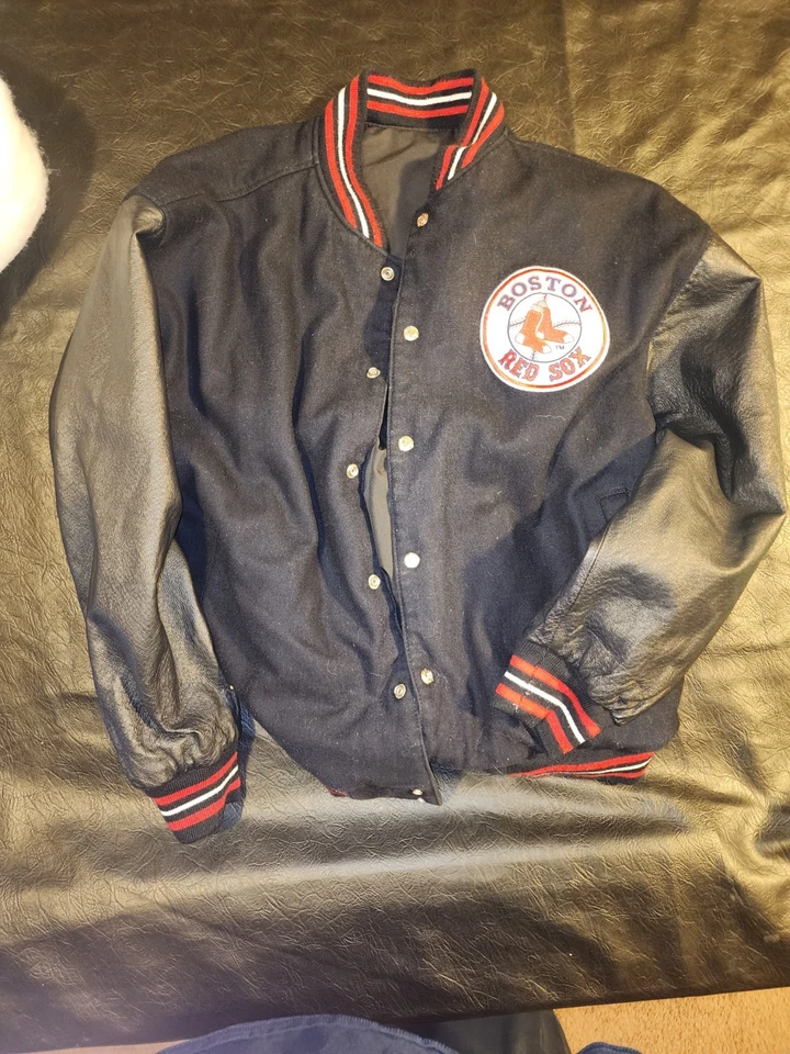 BOSTON RED SOX Chaqueta Vintage Reversible Manga Cuero Letterman VARSITY  Foto 1 de 4