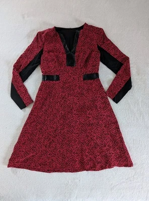 Nanette Lepore 100% 真丝真皮装饰豹纹连衣裙女式 8 码 — 第 1/4 张图片