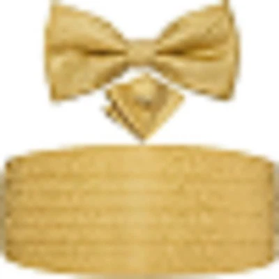 Conjunto de faja y pajarita ajustable de seda para hombre de oro oscuro con Foto 1 de 2