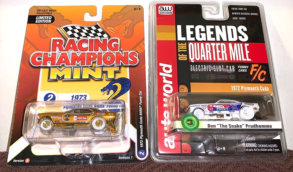DON"SNAKE"PRUDHOMME NHRA FUNNY CAR GOLD STRIKE & WHITE LIGHTNING RARE 2 CAR SET! - Image 1 of 4