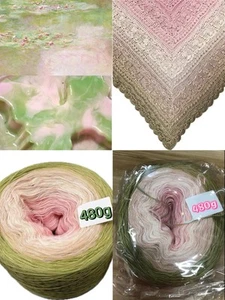 480g Cotton Tencel Sultan Ombre Cake Yarn Olive Green Beige Pink 2350 Yards - Picture 1 of 5
