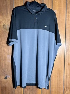 Nike Golf Polo Shirt Mens 2XL Black Gray Dri-FIT Standard Fit Performance Swoosh - Picture 1 of 5