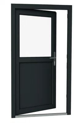 Kunststoff Nebeneingangstür 1/2 Glas Garagentür Schuppen innenöffnend anthrazit - Bild 1 von 4