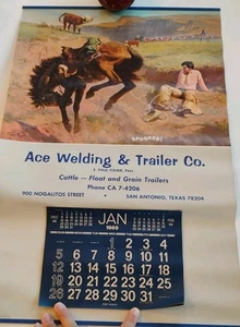 Vintage NOS 1969 Papier Wandkalender 21x14 - Spooked - Tom Ryan Cowboy Western - Bild 1 von 5