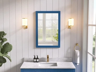24''X 36'' Wall Mounted Bathroom Vanity Mirror Solid Wood Frame - Image 1 of 4