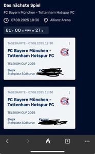 FC Bayern vs Tottenham Tickets (Südkurve) - Bild 1 von 1
