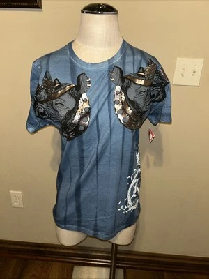 Camiseta Key Closet Swarovski Cristal Azul Rinoceronte Pequeña Nueva con Etiquetas (A32) Foto 1 de 4