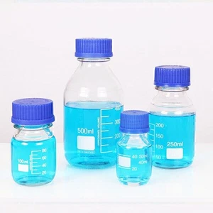 Screw Cap Bottles 25-1000ml Reagent biology Borosilicate Chemistry glassware Lab - Picture 1 of 11