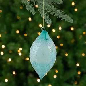 Northlight 7" Transparent Blue Textured Glass Finial Christmas Ornament - Picture 1 of 6