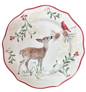 Better Homes & Gardens Deer Fawn & Cardinal Plate Christmas Heritage Collection - Picture 1 of 5