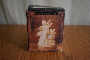 Porcelain Angel With Flute / Bird Mini Quartz Clock Figurine NEW Giftware - Picture 1 of 12