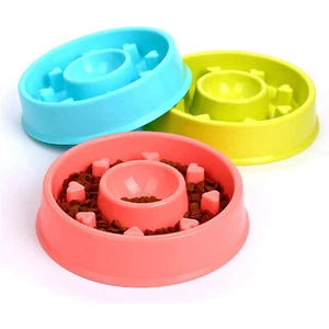 Heart Pet Bowl Dog Cat Interactive Slow Food Feeder Round Feed Dish 3 colors - Picture 1 of 9