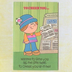 Funny Vintage GET WELL Card, Newspaper Jokes Humor by American Greetings 1979 +✉ - Picture 1 of 8