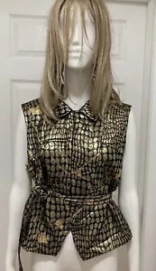 Emilio Pucci Evening Silk Blend Gold Metallic Vest - Picture 1 of 11
