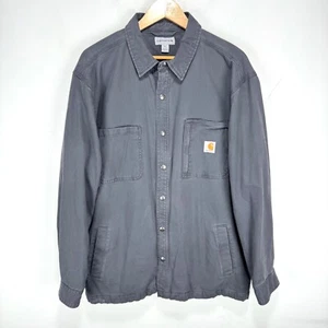 Carhartt Rugged Flex Rigby Fleece Lined Shirt Jacket Shacket XL Gray Canvas Snap - Picture 1 of 10