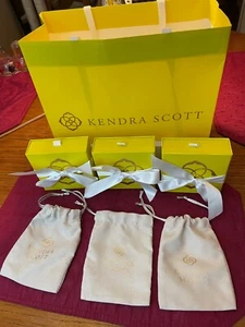 Kendra Scott 3 Yellow Gift Jewelry Boxes w Ribbons, 3 pouches, 1 Yellow Big Bag - Picture 1 of 10