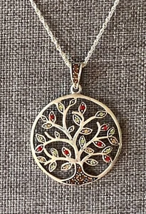 Collana Albero della Vita con Cristalli Ciondolo Catena Corda Argento Sterling 925 18” - Foto 1 di 8