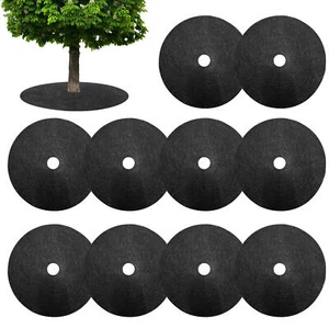 Weeds Barrier Ground Cover Garden Mats For Trees 10pcs Reusable Tree Mulch Rings - Picture 1 of 14