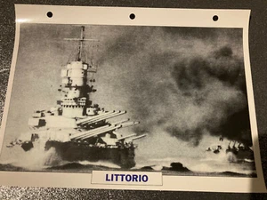 CARTE FICHE NAVIRES DE GUERRE LITTORIO CUIRASSE 1937 - Imagen 1 de 2