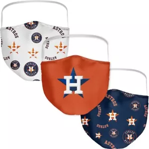 Paquete de 3 Cubierta de Máscara Facial Lavable Resoluble de los Astros de Houston con Licencia Oficial de la MLB - Imagen 1 de 5