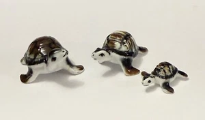 3 Tartarughe marine vintage miniatura famiglia osso Cina Giappone 1 pollice x 2,5 pollici - Foto 1 di 4