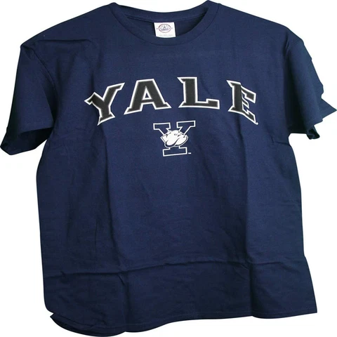 Yale Bulldogs Name Logo Adult Navy T-Shirt Large Cover