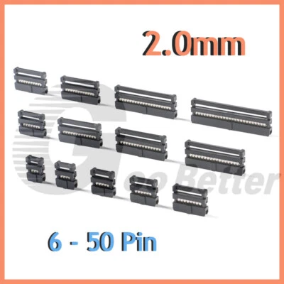 IDC Cable Mounting Plug Socket Connector 2.0mm Pitch Ribbon Cable 6 to 50 Ways - Image 1 of 4
