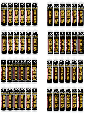 50 x SX Siroflex PVCU Contractors Silicone/Sealant Black 300ml