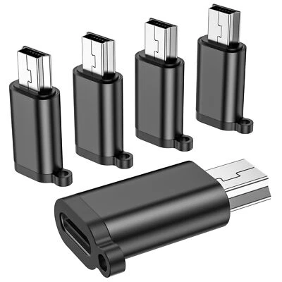 5 Pack USB C to Mini USB 2.0 Adapter Connector Support Charging and Data Sync - Image 1 of 4