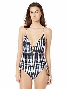 $108 Lucky Brand Plunge Front One Piece Purple Solstice Canyon Size Small