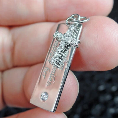 Ciondolo in argento sterling 925 con zirconi trasparenti crocifisso design cr... - Immagine 1 di 4