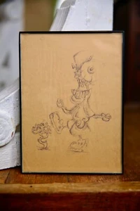 VINTAGE 1960s ED ROTH WEIRD-OH Rat Fink Hand Drawing Art Artwork Framed Monster - Picture 1 of 4