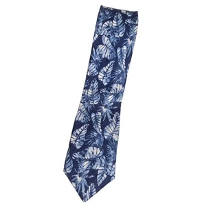 TED BAKER Silk Tie USA Navy Blue Leaf W:2.6" EUC  - Picture 1 of 4