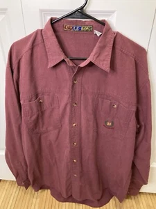 Vintage Bugle Boy Button-Up Shirt Maroon Long Sleeve 90s Casual Grunge XL - Picture 1 of 5