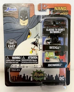 NEW Jada 31988 Batman 1966 TV Series 3-PK Nano Hollywood Rides Die-Cast Vehicles - Picture 1 of 3