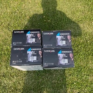  4 Genuine Lexmark X560H2CG Cyan High Yield Print Cartridge Factory Sealed lot - Afbeelding 1 van 4