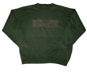 Vtg Nike Spellout Large Crewneck Sweater Tultex USA Made Green Red Swoosh Travis - Picture 1 of 9