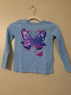The Children’s Place Girls Size S Beacon Blue Butterfly Long Sleeve Shirt - Image 1 of 4