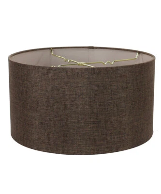 Pantalla de tambor poco profunda con arpillera de chocolate 18x18x10 Foto 1 de 4