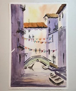 Original Watercolor Painting By Emilio Galindo 14x20 - City - Lot 234 - Picture 1 of 6