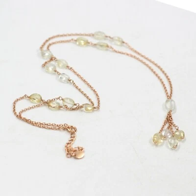 Collana in argento sterling 925 ovale cristallo trasparente quarzo abbigliame... - Immagine 1 di 4