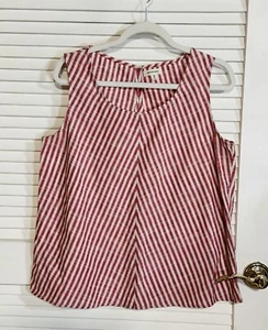 Max Studio Red White Stripe Tank Swing Top Patriotic Medium Women - Picture 1 of 7