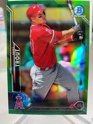 2016 Bowman Chrome Mike Trout #1, Green Refractor serial 95/99 - Image 1 of 2