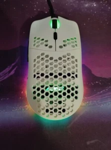 AJAZZ AJ390 USB Wired RGB Gaming Ultralight Honeycomb Mouse Programmable - White - Picture 1 of 11