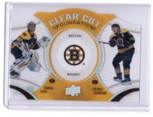 Tuukka Rask & Patrice Bergeron 18-19 Upper Deck Sr.1 Clear Cut Foundations Card - Imagen 1 de 1