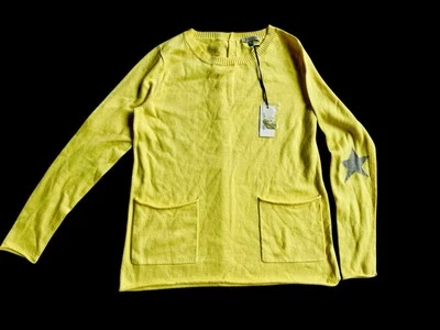 Lisa Todd-Yellow Gray Star  Luxury Cotton Cashmere Pocket Sweater.Size XS.New - Image 1 of 4