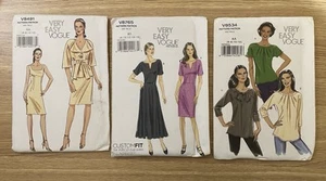 Vogue Women’s Sewing Patterns, Lot of 3 Dresses Tops Patterns, Uncut, Sizes 6-16 - Picture 1 of 7