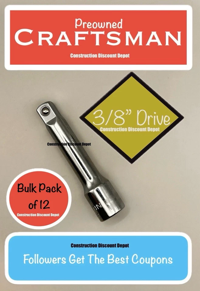 Used Bulk Pack Of 12 Craftsman Ratchet Extension Bar 3/8" Drive 3" CMMT44264 - Image 1 of 1