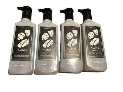 Set 4 Jabón de Manos Gel Limpiador Bath & Body Works Ámbar Ciruela Rosa Almizcle Leñoso 8 OZ Foto 1 de 3