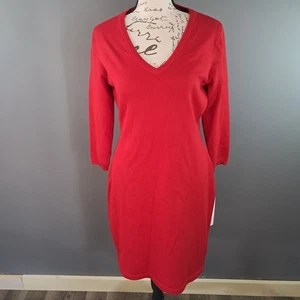 Calvin Klein Dress Womens Red Knit Sheath Knee Length Size Medium - Picture 1 of 6